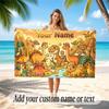 Dinosaur Theme Quick Dry Beach Towel Custom Name Text Print Large Sand Resistant Towel Beach Vacation