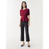 JUZUI Women's Elegant Commuter Slim-Fit Slight Flared Crop Pants