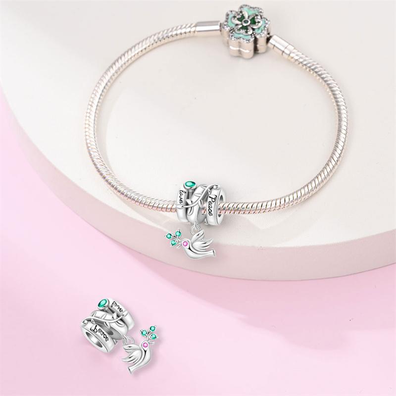 Original Copper-Plated Angel Of Peace And Hope Pendant Fit Pan Snake Bone Bracelet Diy Bead Women Jewelry Birthday Gift