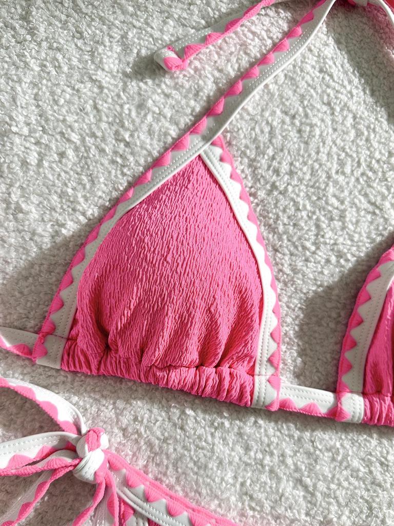 Women's Multicolor Solid Color Swimsuit - Sexy Ins Style Bikini for the Beach