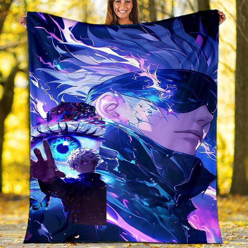 1pc Gojo Satoru (2) Theme Blanket - Digital Print, Polyester, Cozy for All Seasons, Perfect for Outdoor, and Travel