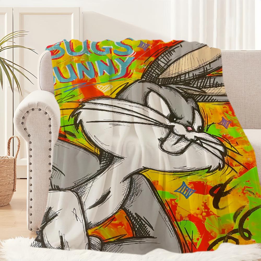 Cartoon B-Bunny Blanket Plush Nap Sofa Rug for Living B-Bugs-S Room Warm Office Bedroom Birthday Home Travel Kid Gifts