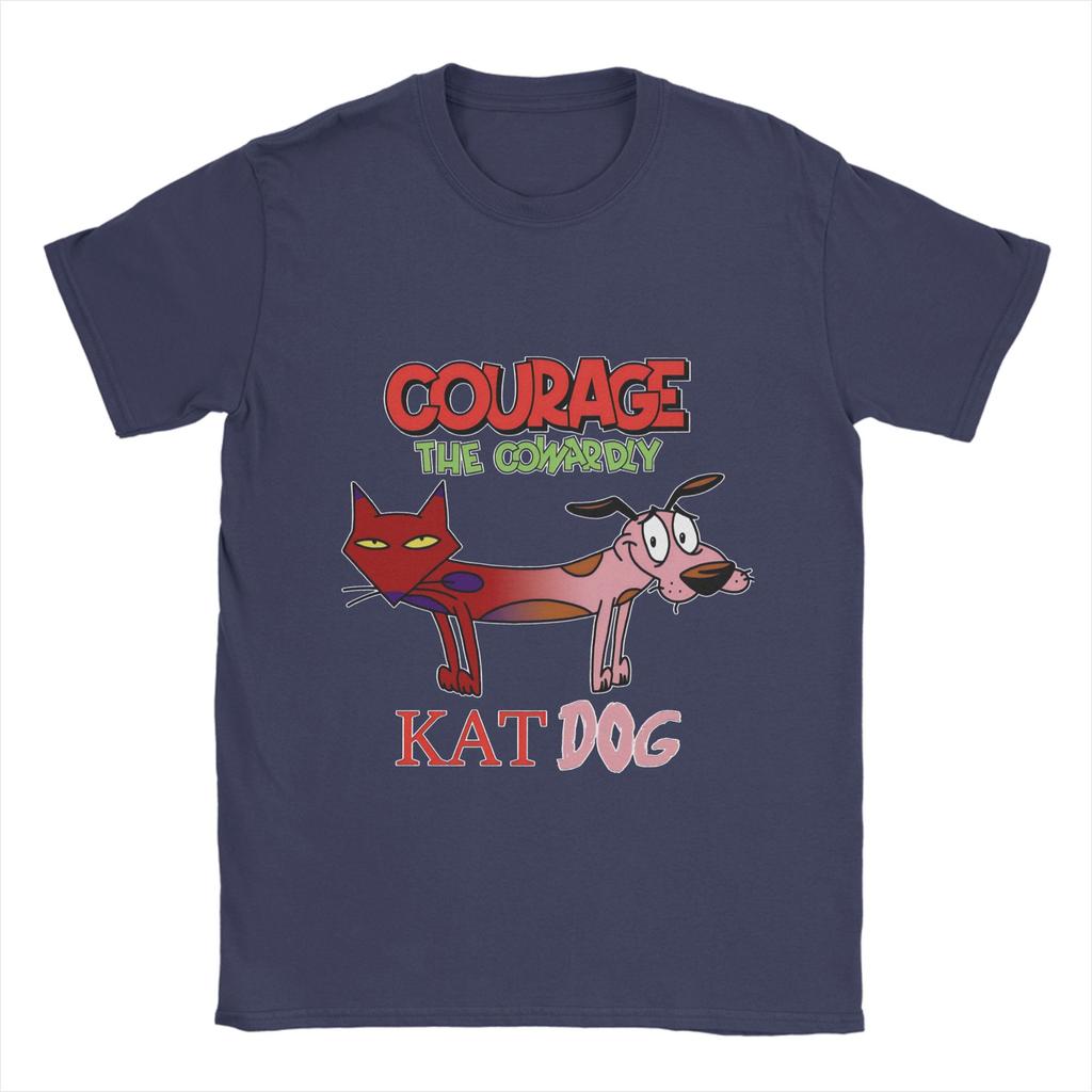 Courage Dog  T Shirts Men's  Pure Cotton Awesome T-Shirts Round Neck  Tee Shirt Short Sleeve Clothing Printed