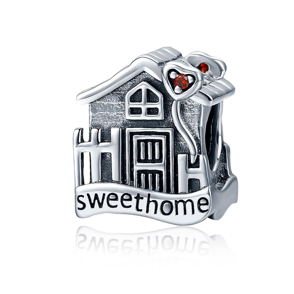 WOSTU Forever Family Charm 925 Sterling Silver Home House Enamel Beads Pendant Fit Original Bracelet DIY Jewelry For Women