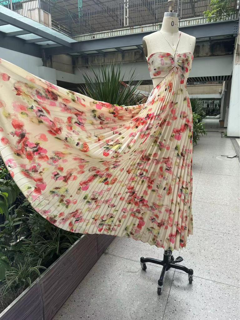 ALC Spaghetti Strap Floral Long Evening Dress - Goddess Style