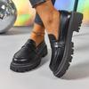 Fashion 2025 Spring New Pu Leather Loafers Women Vintage Soft Bottom Med Heel Pumps Ladies Outdoor Wear Resistant Platform Shoes Mujer