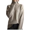 Women's Fashion Casual Fall Winter Solid Color Print Long Sleeve High Neck Sweaters