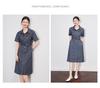 Retro Jacquard Denim Slimming Mid-Length Dress for Women - Summer Style