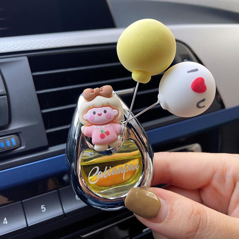 Glass Cartoon Girl Car Air Freshener Perfume Bottle Decorative Ornament Blue Dress Ocean Scent 2 Pack