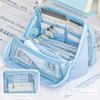Pocket Partition Pencil Case Multi-functional Stationery Storage Pouch  for Student Gift