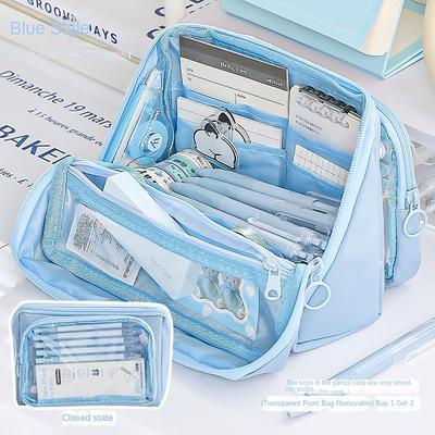 Detachable Pencil Case Pocket Partition Stationery Organizer Cute Pen Bag  for Student Gift