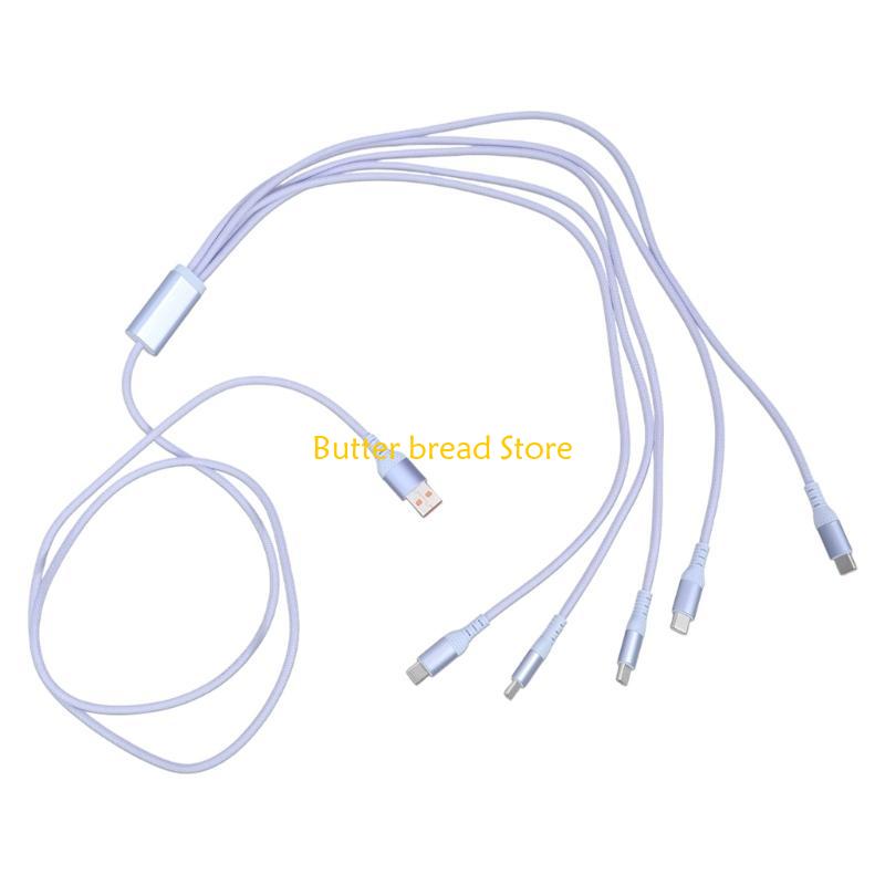 W89C 5 Way USB C Charging Cable 1 in 5 Out Multiports Cord USB to 5 Type C Cord