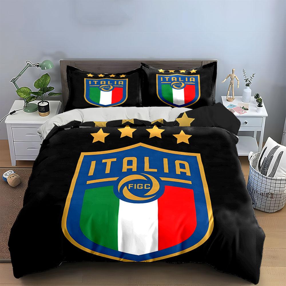 Conception de l'écusson de football de l'Italie. Ensembles de literie Ensembles de housses de couette Housses de couette Taies d'oreiller(1 * Housse de couette 2 * Taies d'oreiller sans couette)