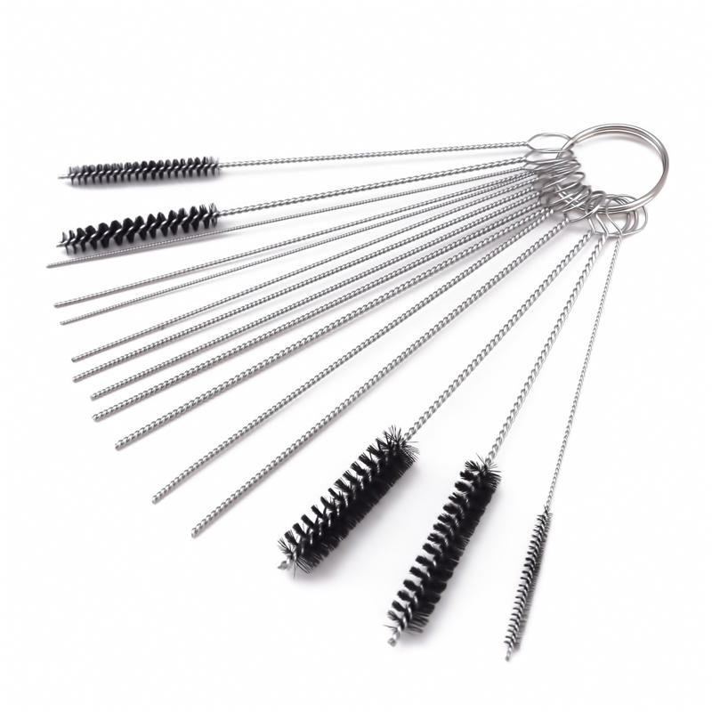15 pezzi rimuovi strumento carburatore spazzole ad ago in carbonio kit di strumenti aghi per pulizia vasca di prova