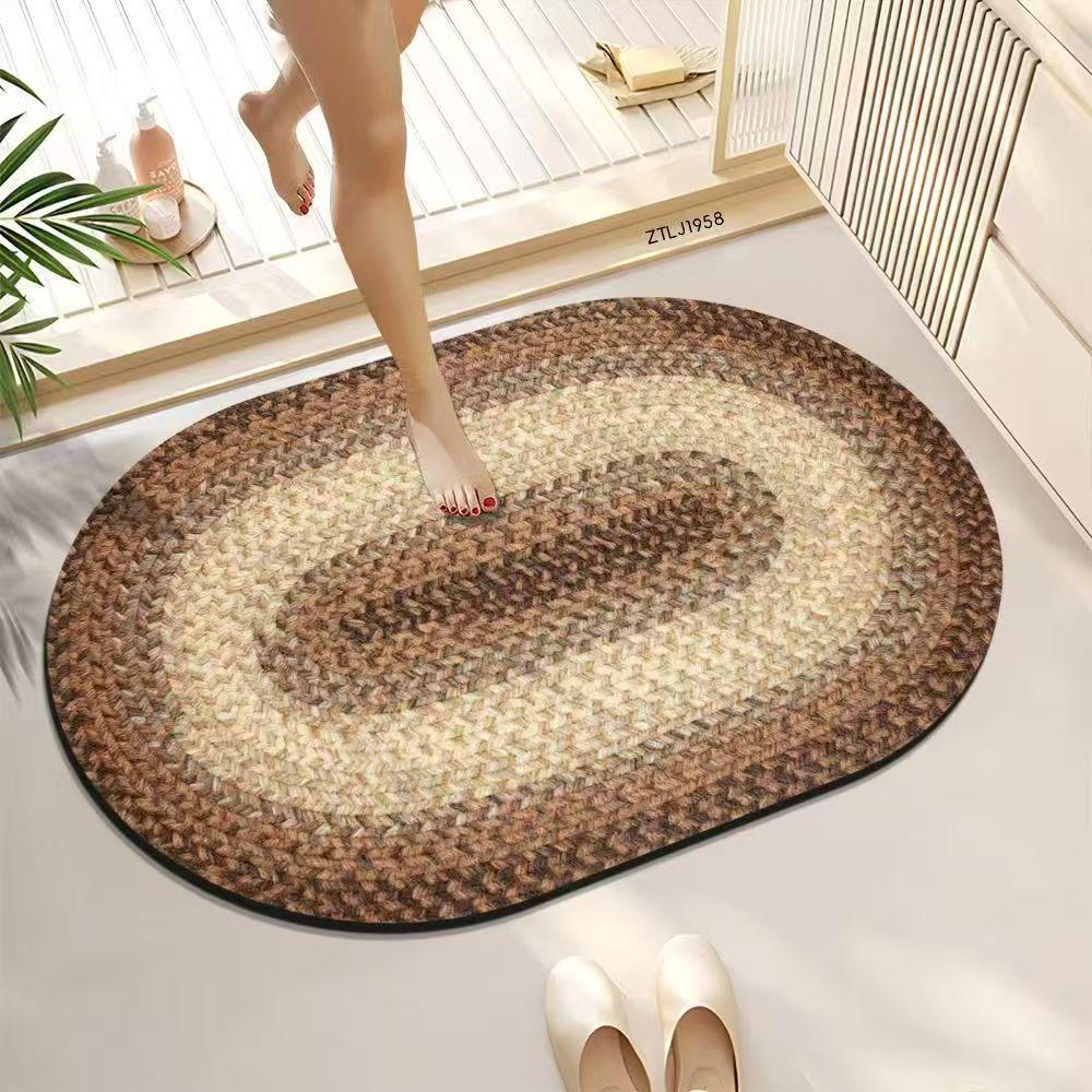 Minimalist Woven Diatomaceous Earth Bath Mat - Absorbent, Easy-Clean, Non-Slip for Bathroom or Entrance