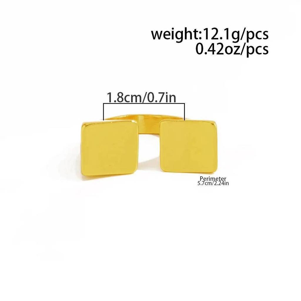 SHIXIN Hip Hop Gold Color Square Opening Ring Men Vintage Punk Plain Minimalist Geometric Chunky Finger Rings Jewelry Male Gift