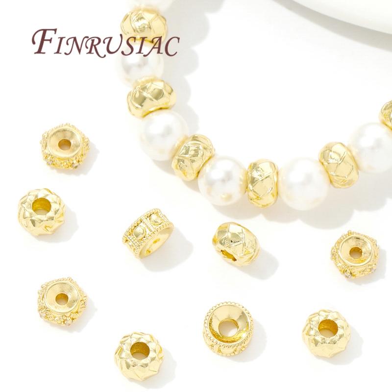 18K Gold Plated Brass Spacer Beads For Bracelets Accessories,Separator For Beads,DIY Jewelry Making Supplies,Round Metal Bead