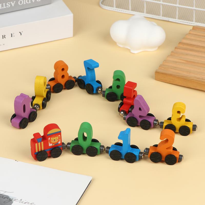 Wooden Magnetic Number Train Set Non Toxic Materials For Toddlers Early Math Learning