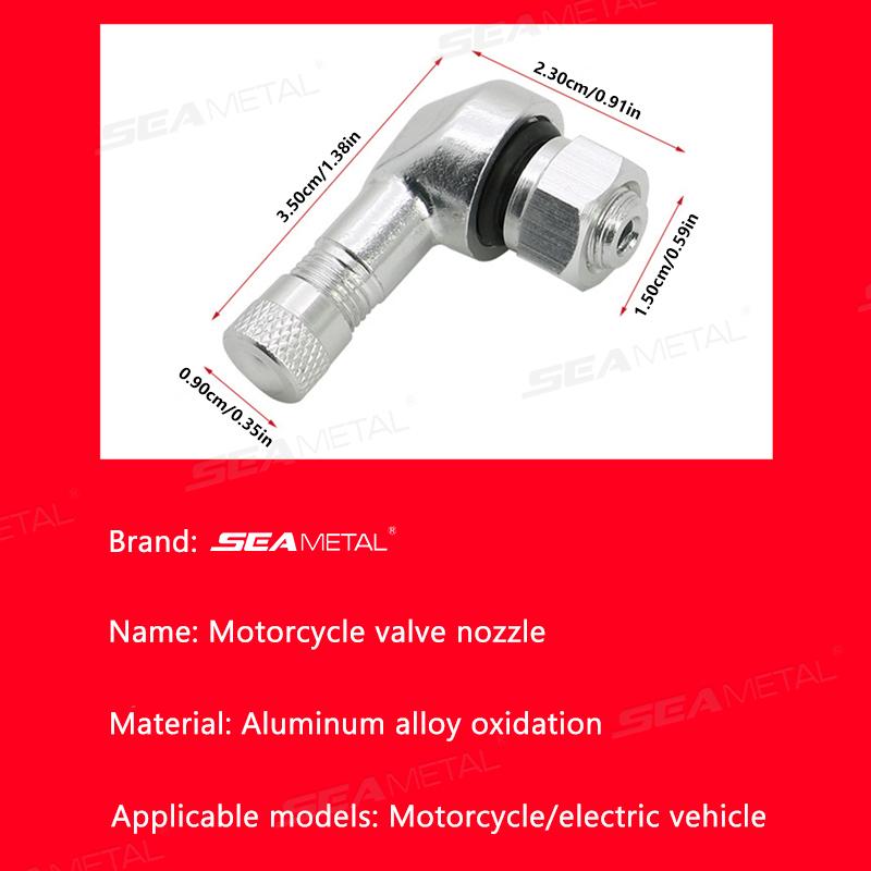 SEAMETAL 2PCS Universal Motorcycle Wheel Tire Valves Stem Cap Air Tire Cover 90 Degree CNC Aluminum Alloy Tubeless Valve Stems Valve Stems 1