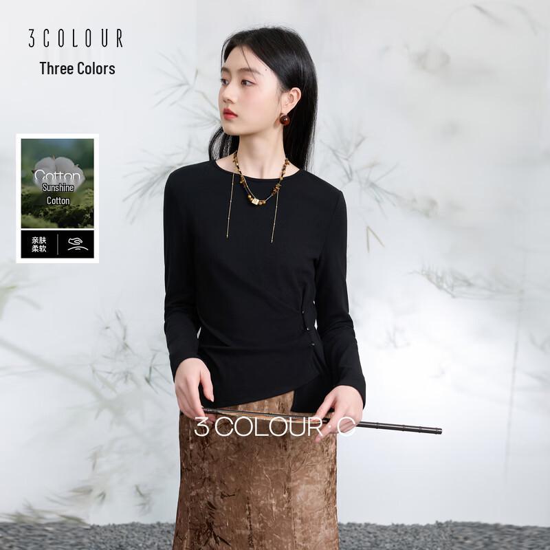 Sancai  Ink-Dyed Stars  New Chinese Style Boat Neck Long-Sleeve T-Shirt M