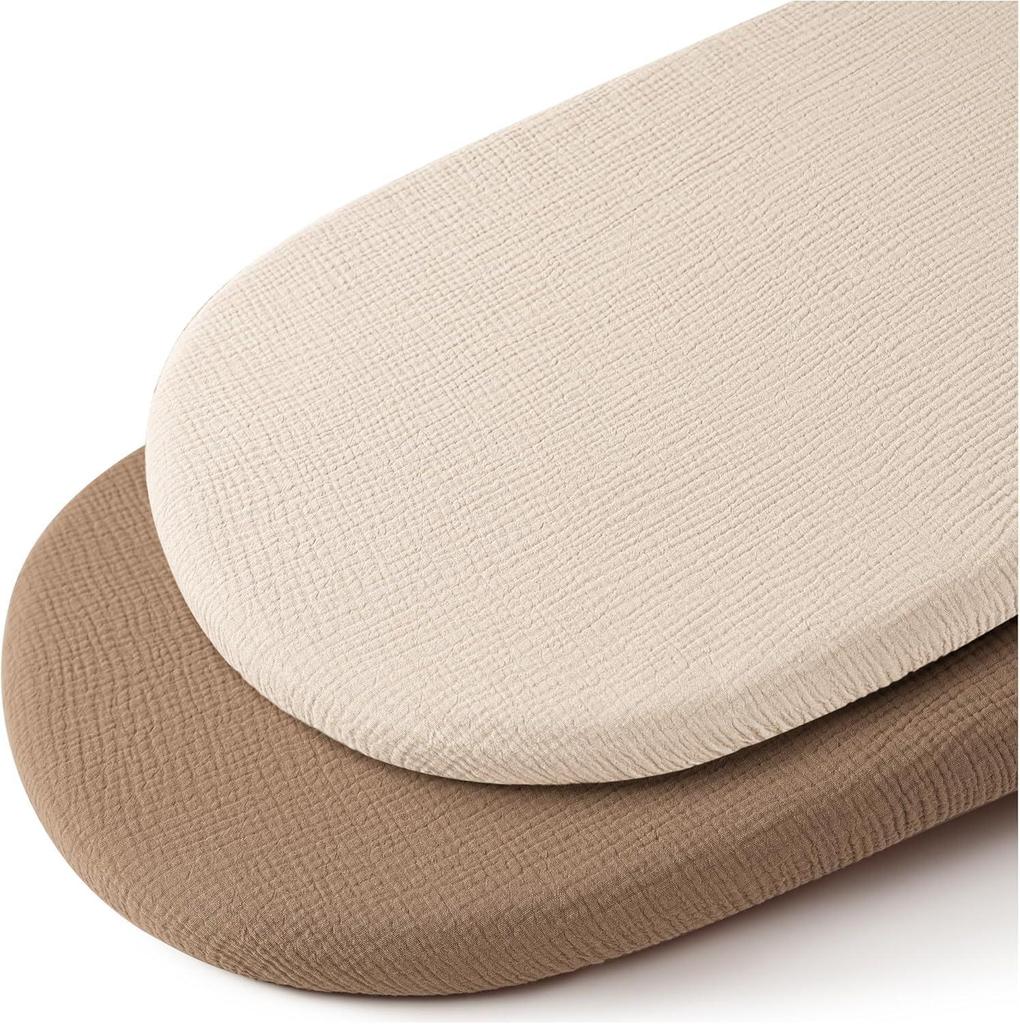 Breathable Cotton Cradle Fitted Sheet Set, 2-Piece, with Removable Washable Cover