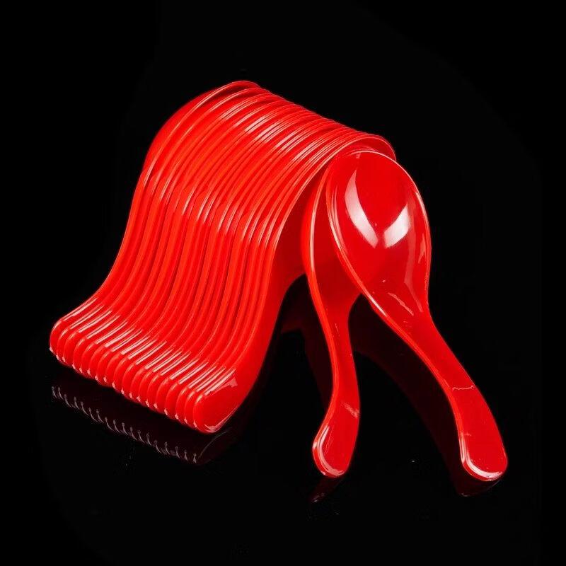 Одноразовые красные пластиковые ложки ZISIZ