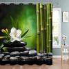 Green Bamboo Zen Shower Curtain Zen Stone Flower Flowers Meditation Zen Polyester Fabric Bath Curtains Bathroom Decor With Hooks