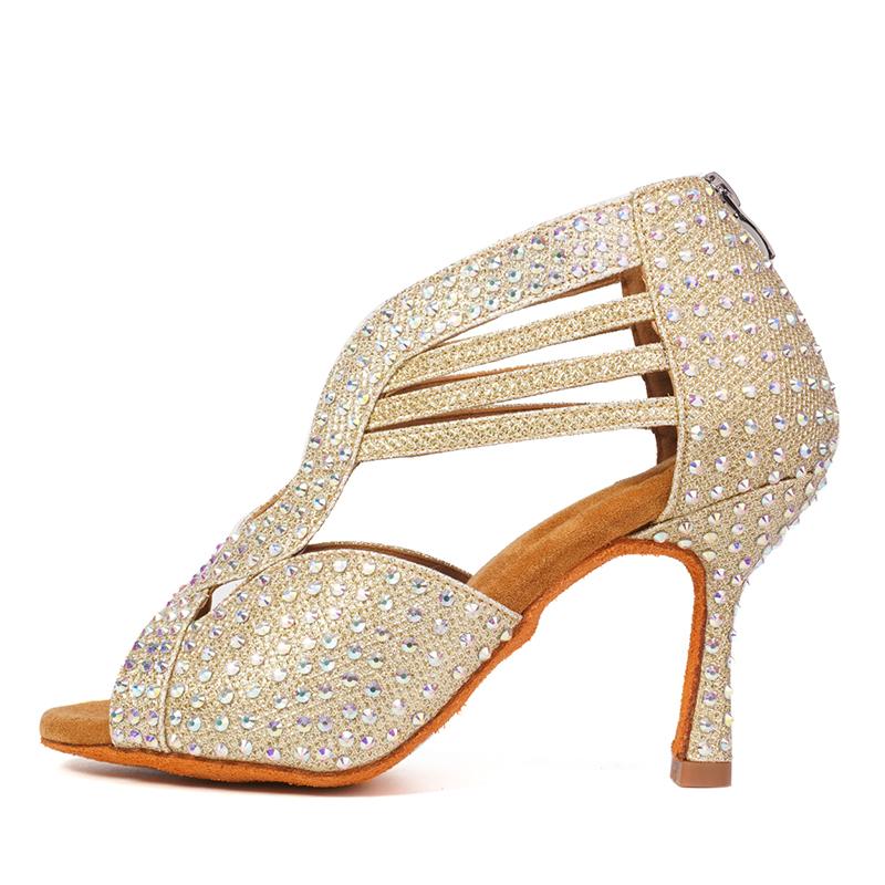 Scarpe da Ballo Latino con Strass Suola Morbida Donna Scarpe da Ballo di Piazza per Feste Tacco 90mm