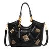 Premium textured bag women's trendy versatile new niche diamond badge single shoulder messenger bag portable tote bag