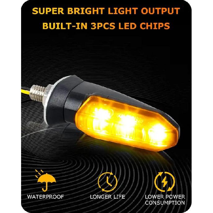 2/4 PCS 8mm Mini Motorcycle LED Turn Signal Lights Amber Flashing Light Blinker Turn Signal Lamp 12V Indicator Lamp Accessories