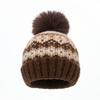 Winter new jacquard wool hat women's thickened warm windproof hat pullover hat cute hairball knitted hat