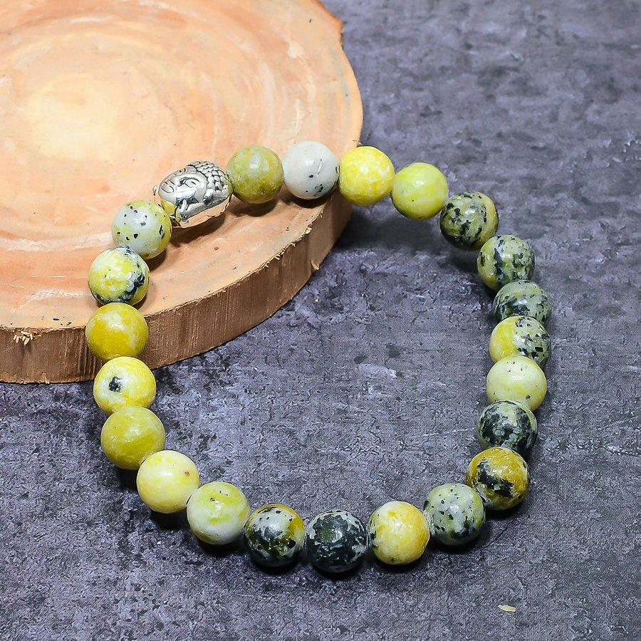 Natural Green Opal Gemstone Handmade Cuff Adjustable ETC-9753