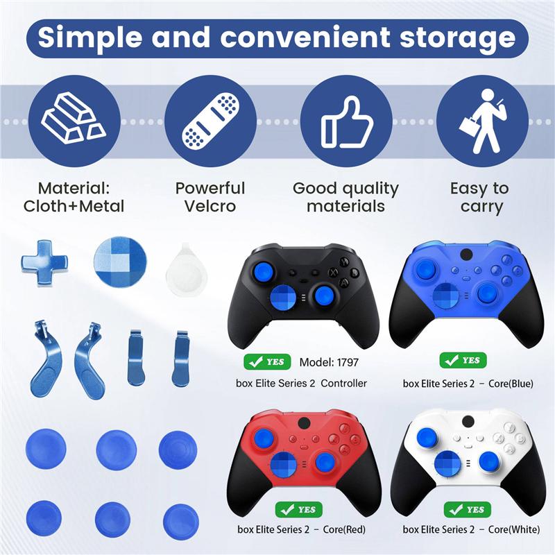 B03B-Complete Component Pack For  One Elite Series 2 Elite Edition Controller Metal Button Bag Charger Set Blue