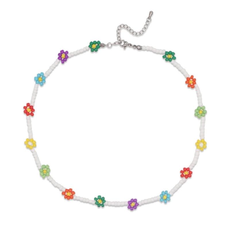 

Beaded Collar Necklace Resin Beads Necklace Beaded Necklace Beaded Choker Beaded Flower Necklace Resin Material for Girl 1