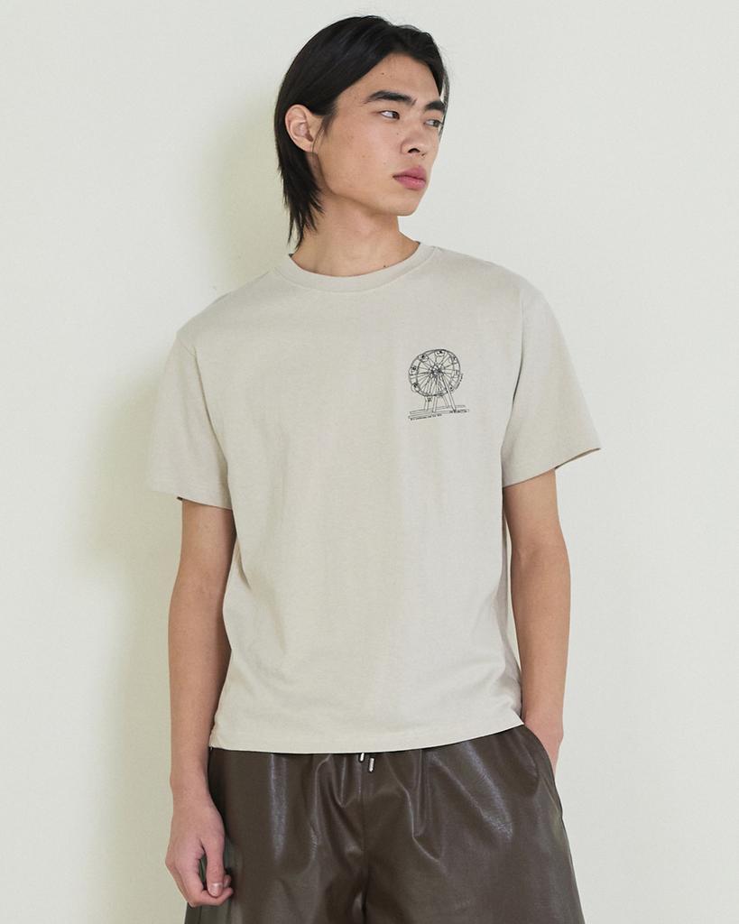 Diaendeukweseucheon Big Wheel Print T-Shirt / Beige