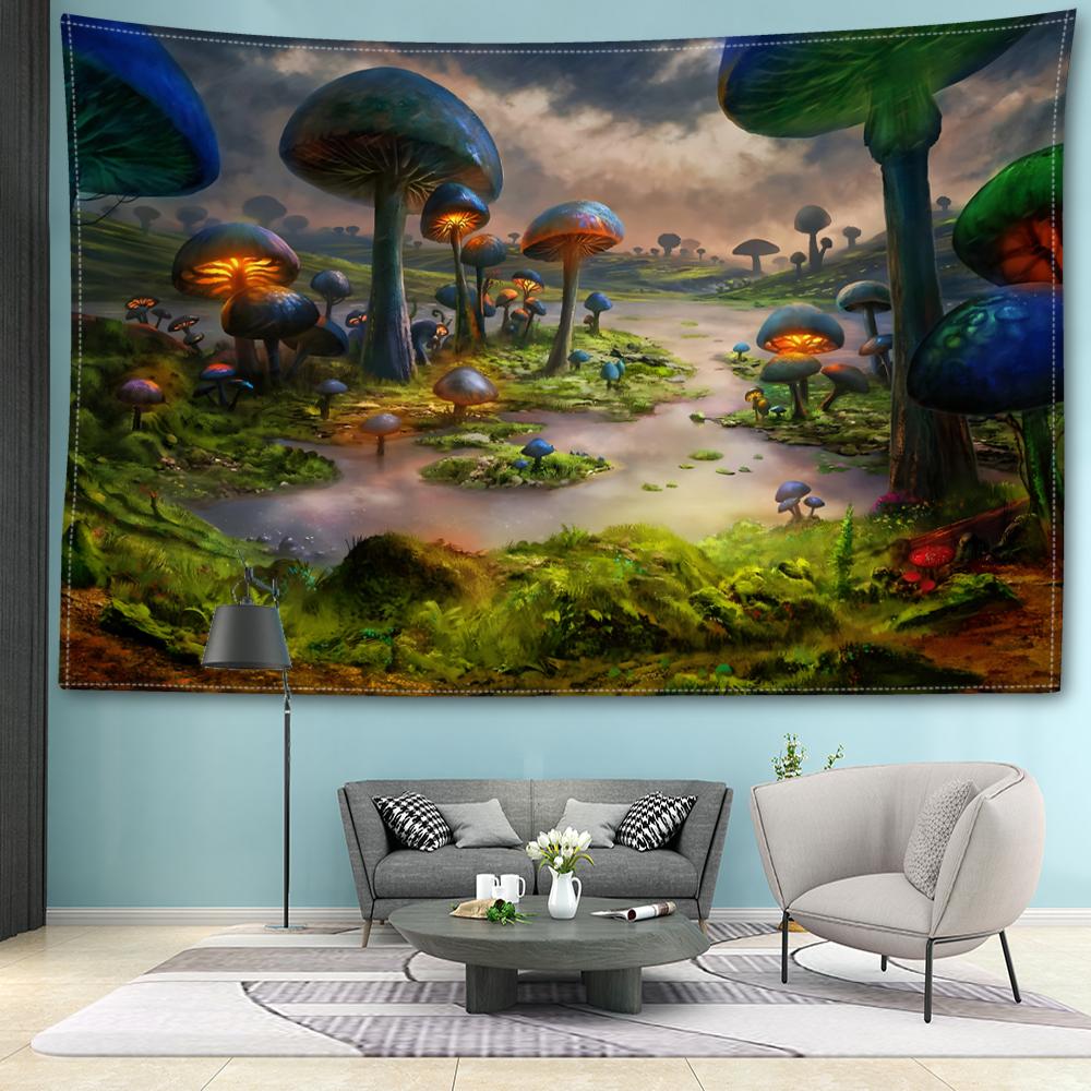 After Rain Mushroom Forest Tapestry Wall Hanging Bohemian Abstract And Minimalist Modern Style Living Room Bedroom Home Decor