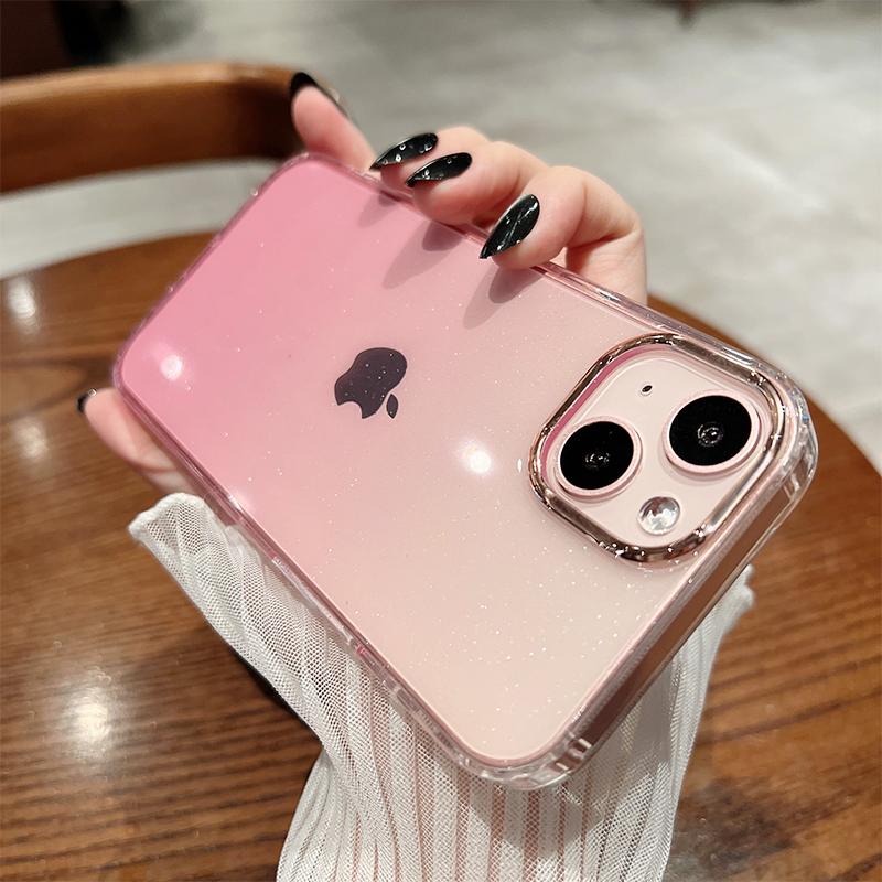 Luxusní třpytivý fialový kryt na telefon s gradientem pro iPhone 11 12 13 14 15 16 Pro Max Plus Průhledný měkký nárazuvzdorný kryt