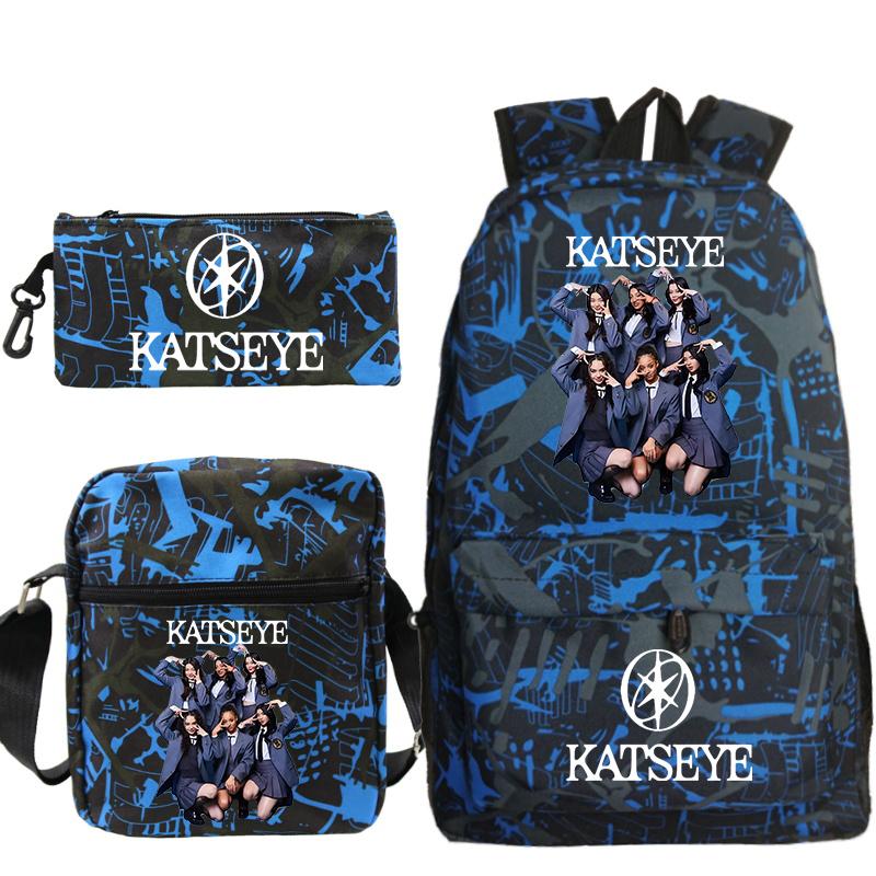 3pcs Girl Group Katseye Printed Children Backpack Set Boys Girls Schoolbag Students Lightweight Backpacks Back To School Gift