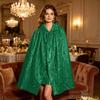 Women's Color Sequined Hooded Cape, Performance Stage Costume for Holiday Fancy Dress, 100cm
