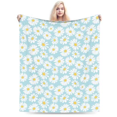 Daisy Flower Blanket Flannel Winter Multi-function Warm Throw Blankets for Sofa Bedroom Quilt