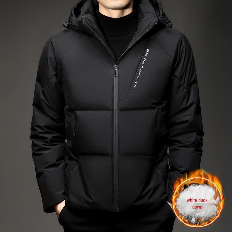 Men's Winter Hooded Down Jacket - Fashionable, Casual, Warm, Thick Windbreaker with White Duck Down Filling