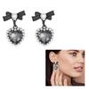 Alloy Heart Pendant Studs Earrings Cute Butterfly Clip Earwears for Daily Wear