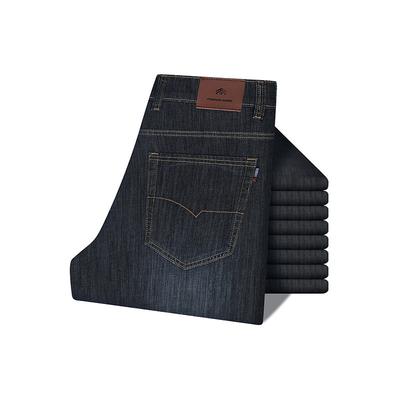 Zomer dunne rechte jeans, katoen stretch Koreaanse stijl casual broek, elastische strijkvrije casual broek