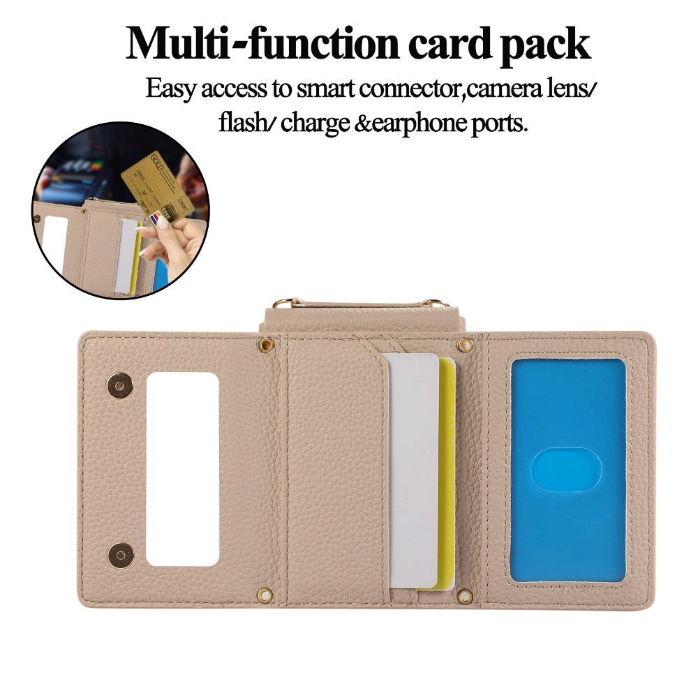 Mirror Wallet with Card Holder Phone Case for Samsung Galaxy Z Flip 6 5 4 3 Flip6 Flip5 Flip4 Flip3 Crossbody PU Leather Cover