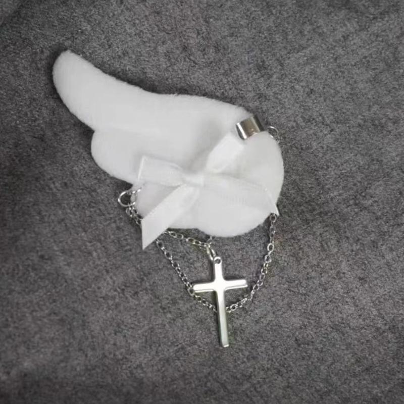 Plush Angel Wing Side Clip Teens Girl Y2K Hair Styling Clip Cool Girl Headdress