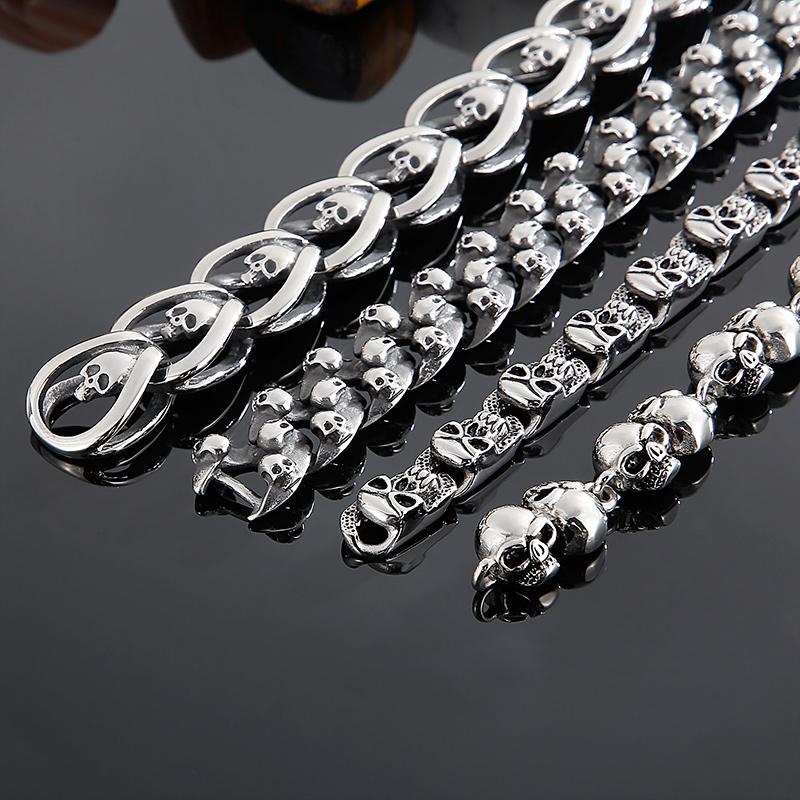 KALEN Punk Fine Jewelry Fashion Bracelets Men Multiple Style Chain Stainless Steel Skull Links Bracelet