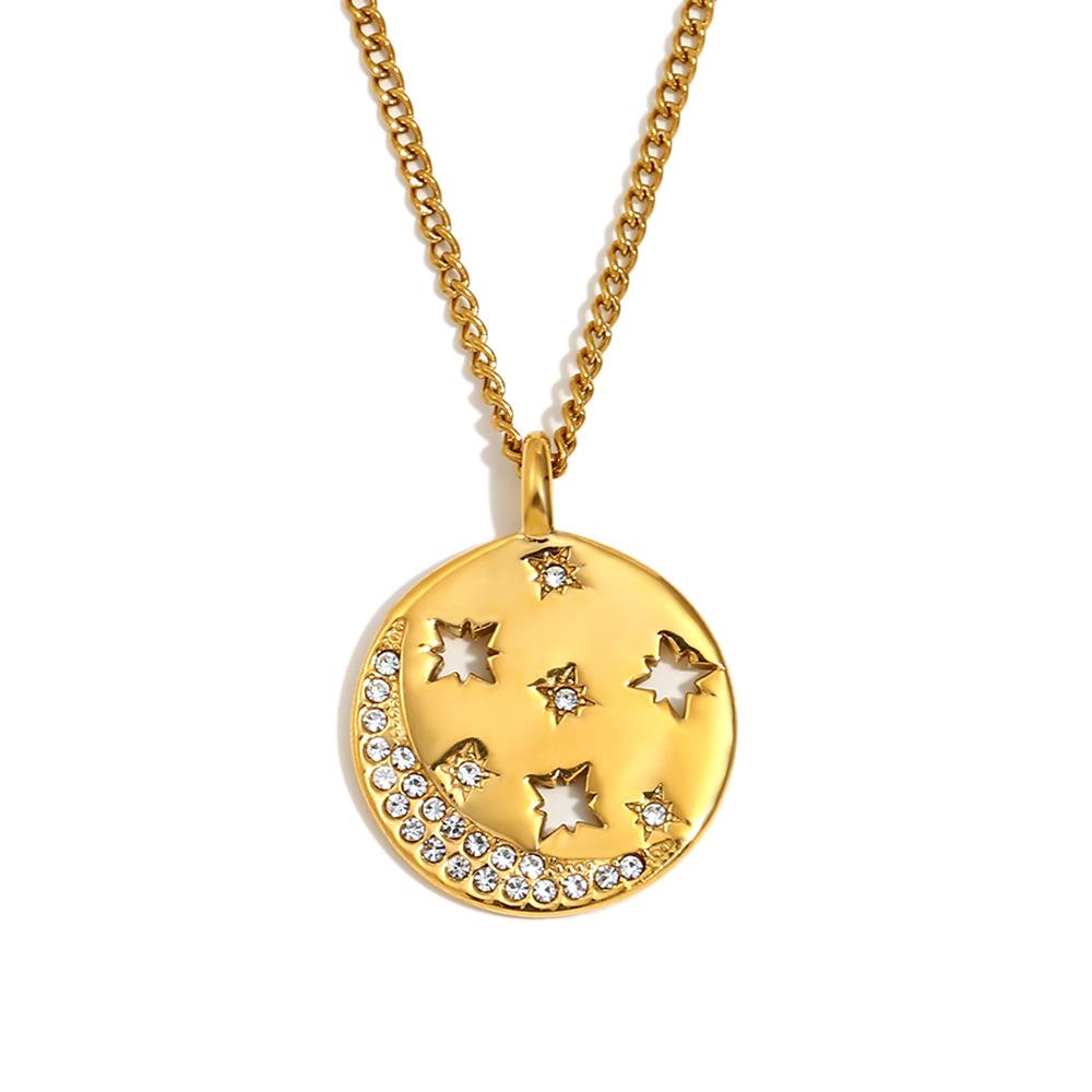 Retro Fashion Personality Pendant Unisex European American Niche Minimalist Creative Necklace 18K Gold Sun And Moon Accessories