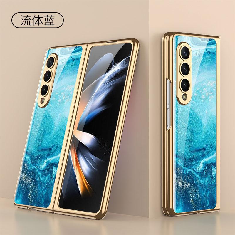 

Оригінальний чохол для Samsung Galaxy Z Fold 7 6 5 Розкішний розписний скляний протиударний гальванічний жорсткий чохол-рамка для Galaxy Z Fold4 For Galaxy Z Fold 7