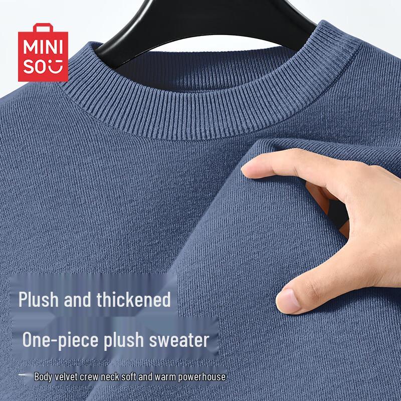 MINISO Men's Fleece-Lined Thermal Knit Sweater