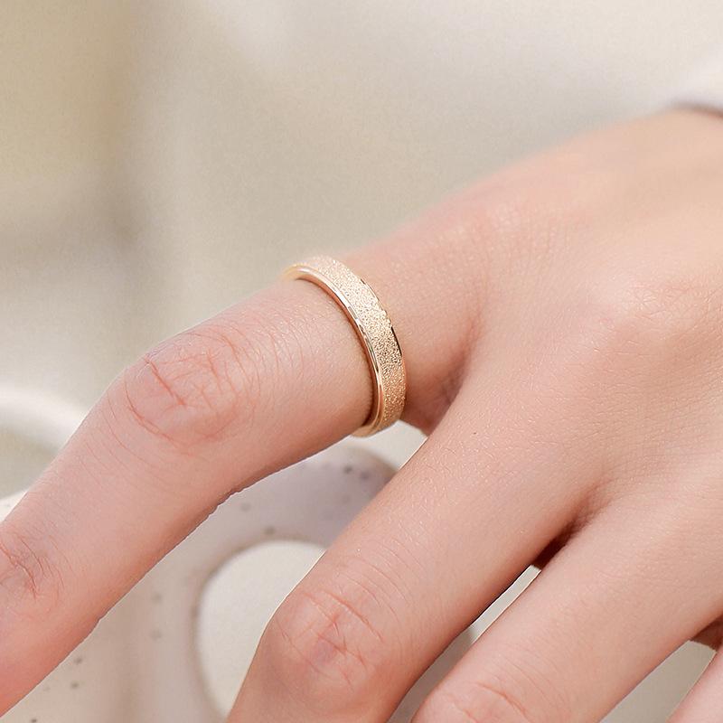 Simple Stainless Steel Handmade Ring Frosted Starry Sky Ring Classic Plain Circle Geometric Ring for Women